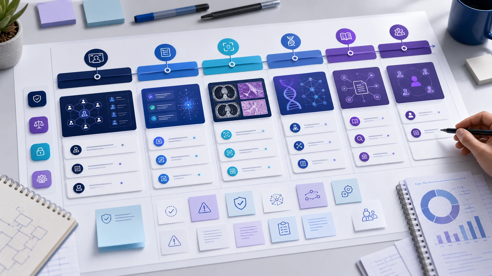 Oncology AI product roadmap planning board